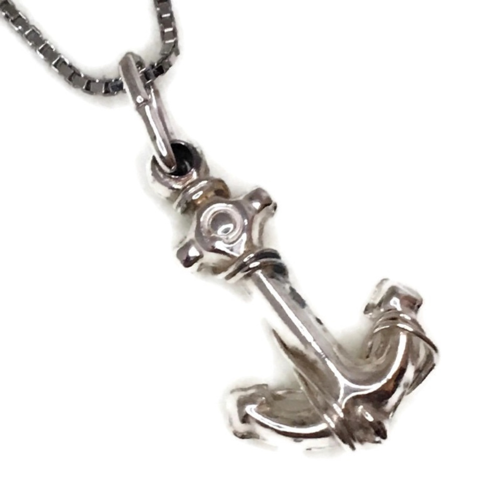Anti-Tarnish 925 Silver Pendant 3D ship achor - Picture 3 of 3